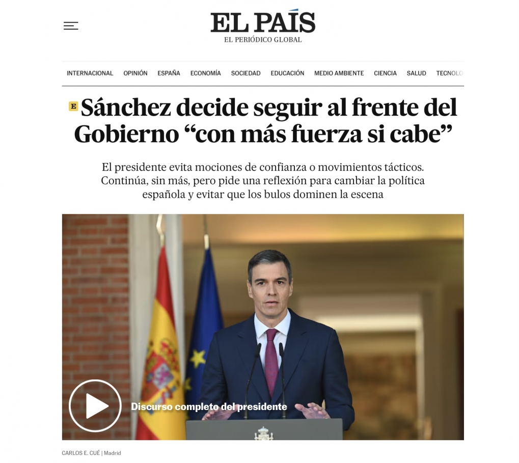 Pedro S&aacute;nchez : escribir tras el punto y aparte.