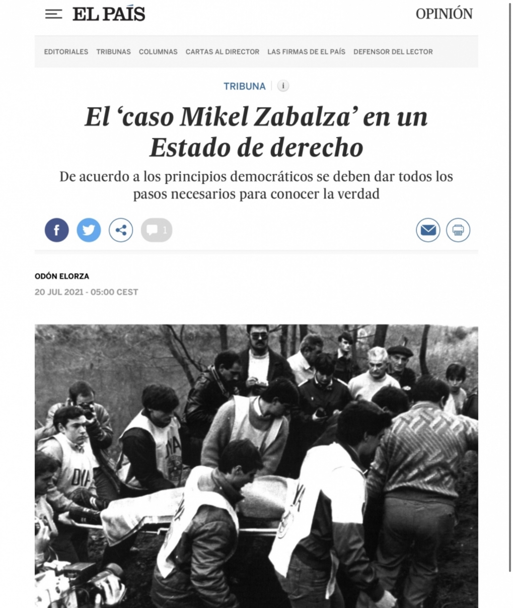 PROPOSICI&Oacute;N NO DE LEY sobre el caso Mikel Zabalza, para su debate en PLENO.