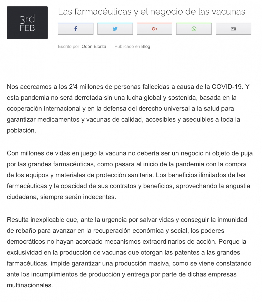 Las nuevas mutaciones del virus exigen acabar con las patentes de vacunas de las farmac&eacute;uticas.