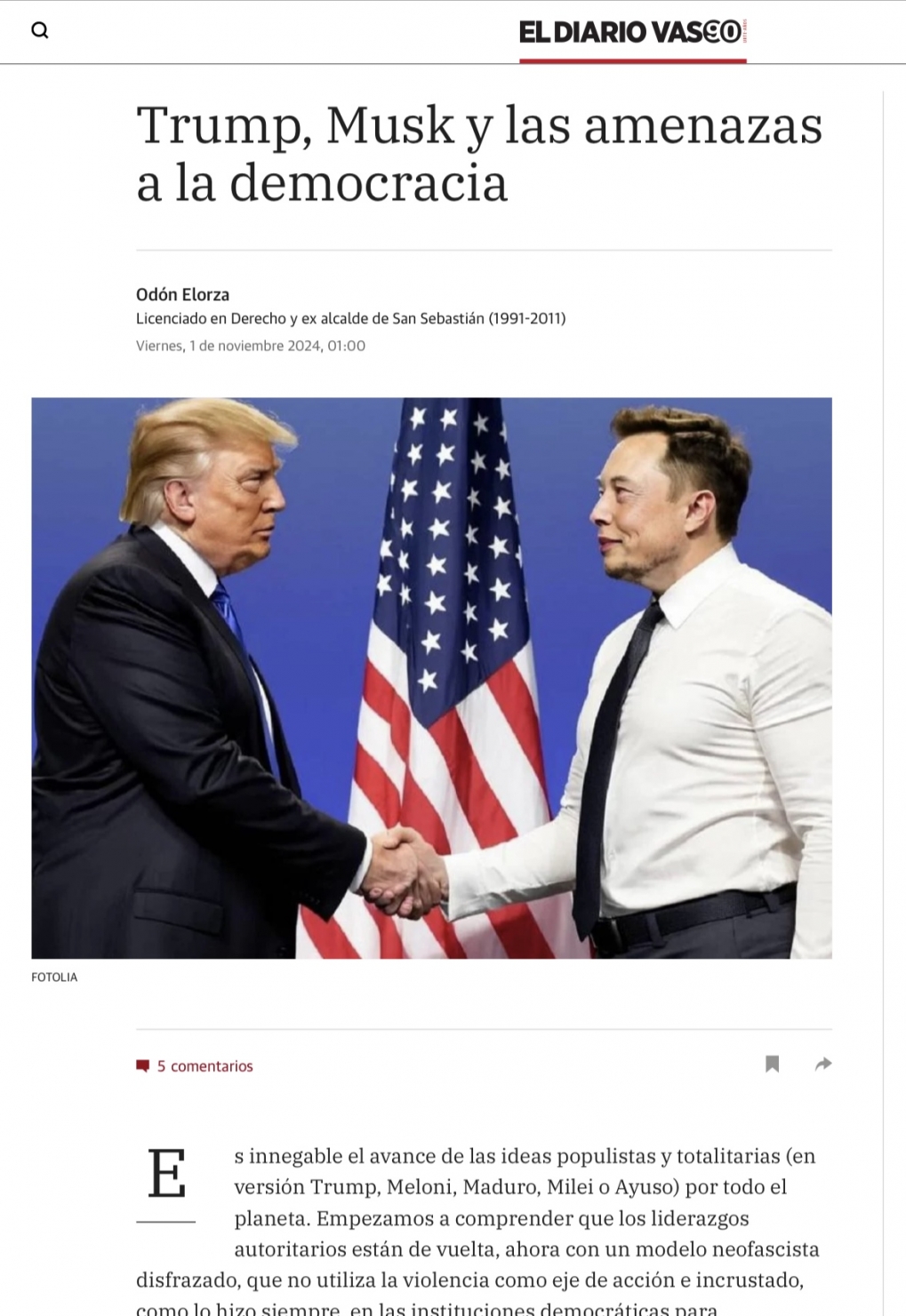 TRUMP, MUSK Y LAS AMENAZAS A LA DEMOCRACIA : a cuatro d&iacute;as de las elecciones USA.