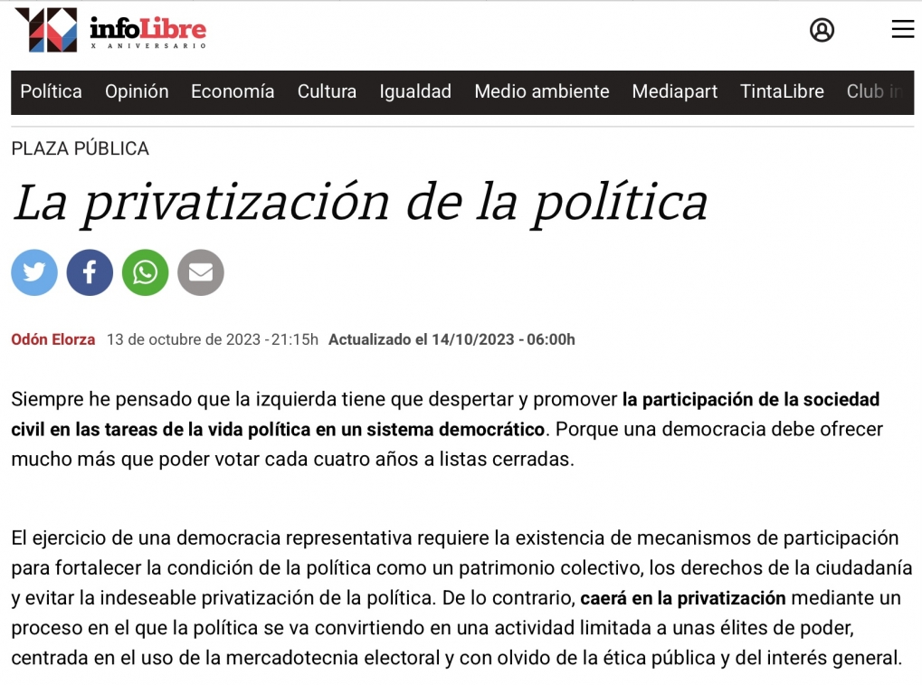 La privatizaci&oacute;n de la pol&iacute;tica.