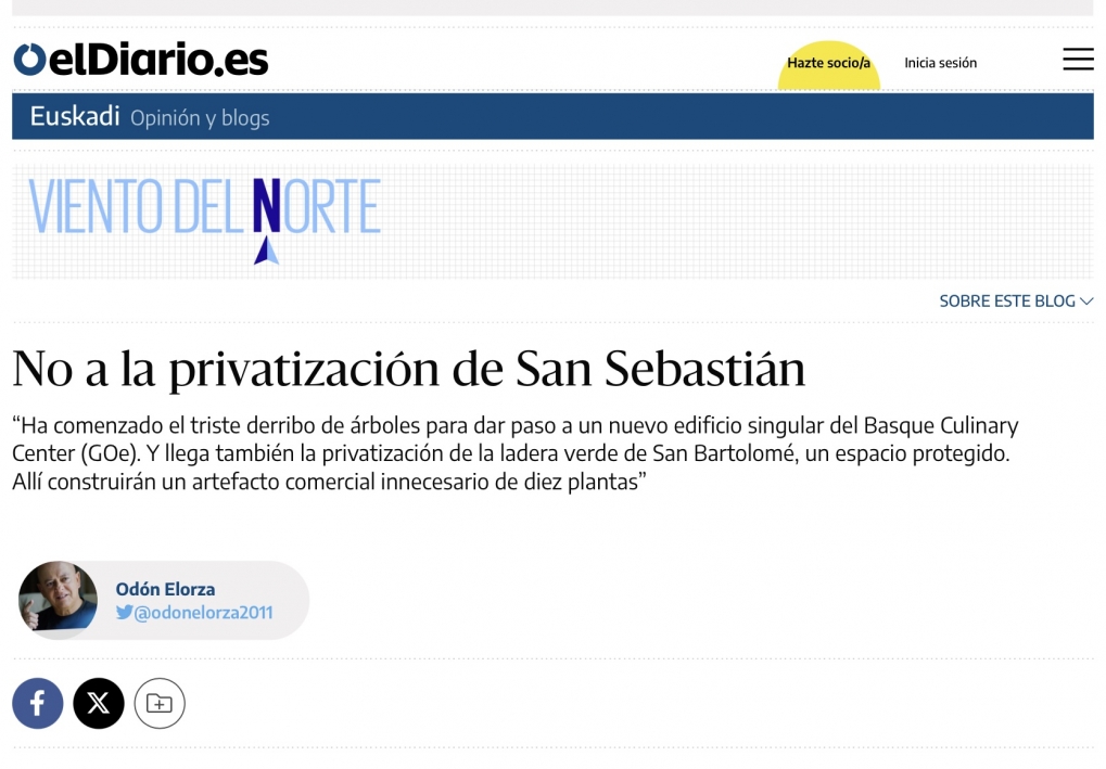 No a la privatizaci&oacute;n de San Sebasti&aacute;n.