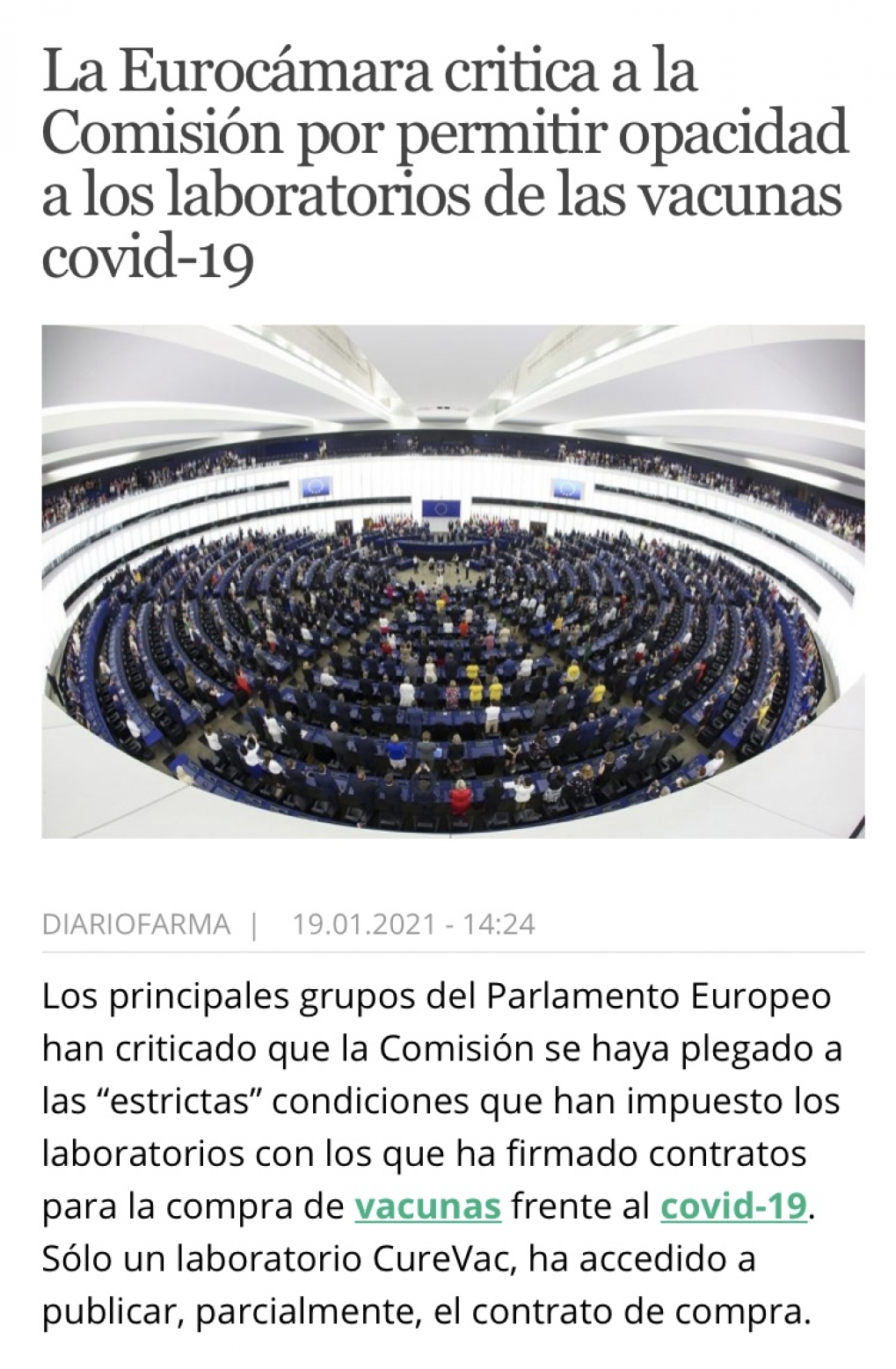 Los megacontratos de vacunas exigen transparencia por parte de la Comisi&oacute;n Europea.