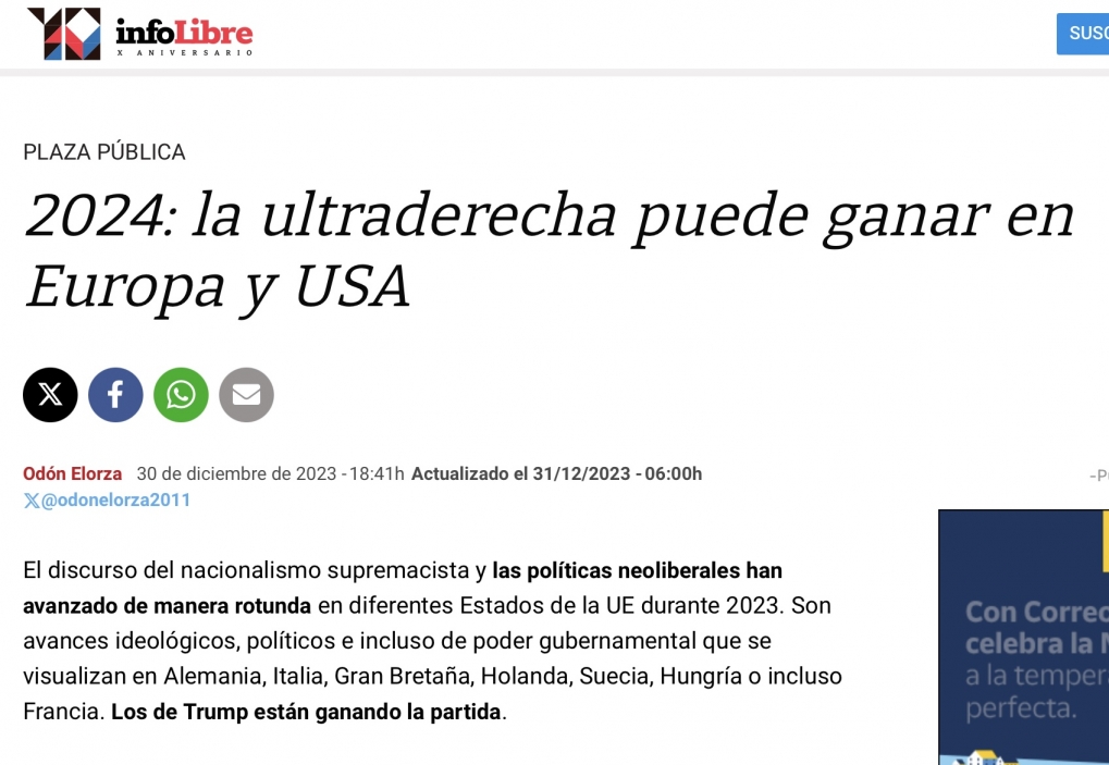 2024 : La ultraderecha puede ganar las elecciones en Europa y USA.