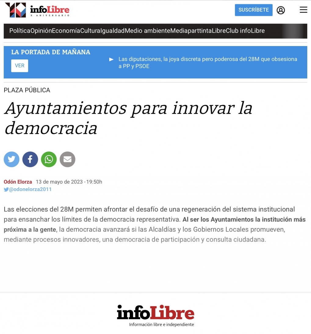 Ayuntamientos para innovar la democracia.